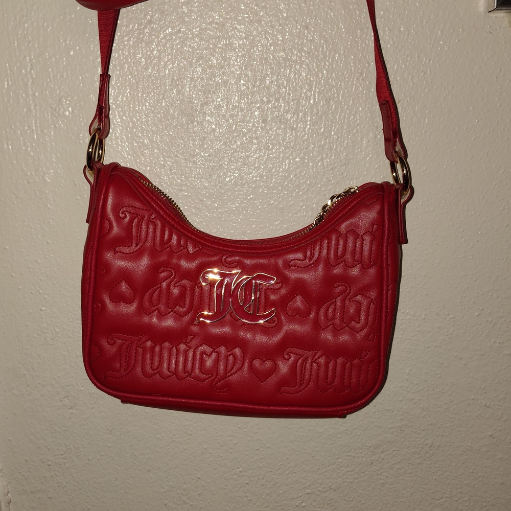 Juicy Couture Bold Red Embossed Shoulder Bag